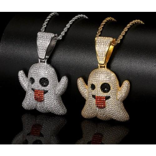 Exquisite Fashion Zircon Cartoon Elf Metal Pendant Necklace Hip Hop Mens Rock Prom Jewelry