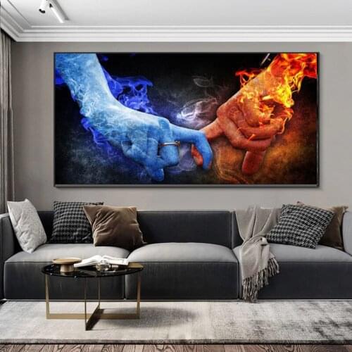 Ice and Fire Love Modern Pop Graffiti Canvas Painting Posters and Prints Modern Wall Art Picture for Living Room Home Decoration