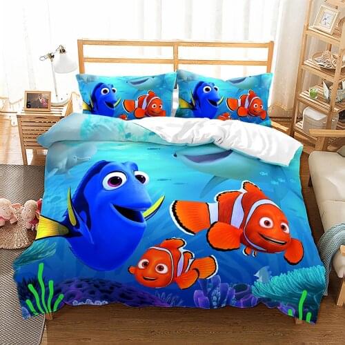 New Cartoon Finding Nemo 3d Bedding Set for Boys Girls Baby Kids Adults Bedroom Decor 2/3pcs Duvet Cover Pillowcase Bedclothes