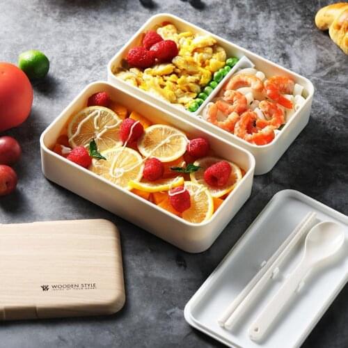 Bento Box Leak-proof Double Layers 3 Colors Stackable Lunch Container Compartment Design Large Capacity Bento Boxs Student Lunch