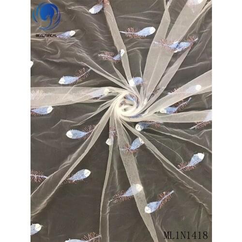 Beautifical nigerian lace fabrics tulle lace 5yards embroidery lace fabric Latest style french fabric for dress ML1N1418