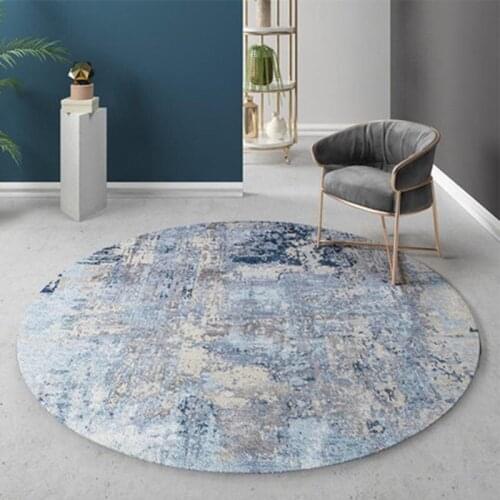 100cm Round Area Rug Blue Gray Nordic Luxury Carpet Shaggy For Bedroom Living Room Modern Sofa Coffee Table Floor Chair Mat