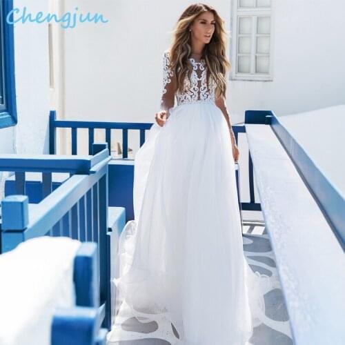 Chengjun Long Sleeves Lace Tulle Wedding Dress Cheap Wedding Dresses Made In China