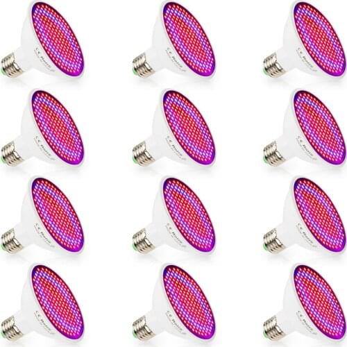 12pcs/Lot) 200 LEDs Grow Light 20W E27 Full Spectrum for Flower Plant Growing Indoor Garden Greenhouse Hydroponic Grow Lights
