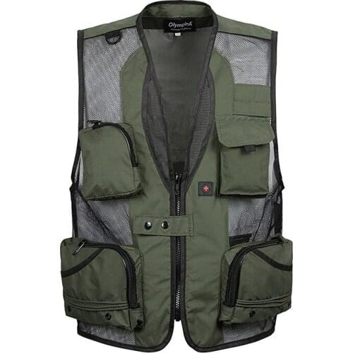 Summer Thin Mesh Vest For Men XL-5XL Casual Photographer Work Outerwear Varsity Multi Pocket Waistcoat Male Sleeveless Jacket