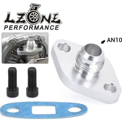 LZONE - Aluminum AN10 MaleTurbo Oil Return/Drain Flange Adapter Kit w/Gasket For Toyota Lexus 1JZ 2JZ GTE JR-OFG35