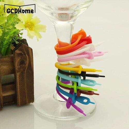12x Food Grade Silicone Mark Long Strips Goblet Tag Glass Markers For Bar Party Wine Labels Glasses Drinking Tag Set