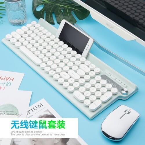 Computer Mini Keyboard Wireless Keyboard and Mouse Rechargeable Silent Punk Keyboard for Iphone,android Phone,Tablet,ipad,PC