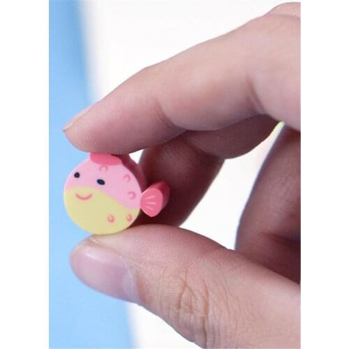 20 pcs/lot Mini Kawaii Cartoon Animal Eraser Cute Creative Fruit Rubber Eraser For Kids Correction P9YA