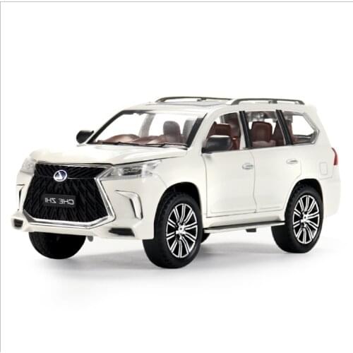 1:24 Simulation Lexus LX570 Childrens Toy Alloy Car Model Decoration Boys Birthday Christmas New Year Gift White Car