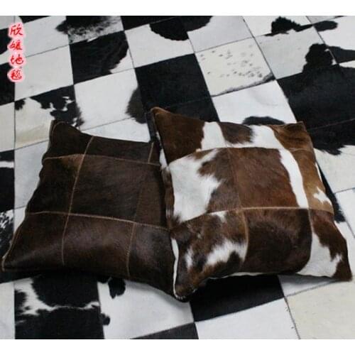Fashionable art pillows 100% natural genuine cowhide leather travel pillow