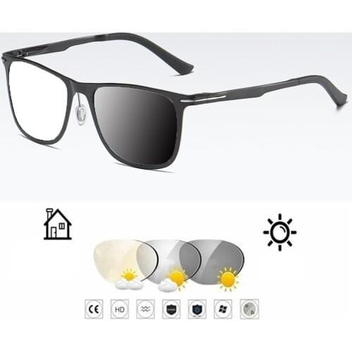 Rectangle Al-mg Alloy Men Ultralight Photochromic Grey Reading Glasses +0.75 +1 +1.25 +1.5 +1.75 +2 +2.25 +2.5 +2.75 To +4