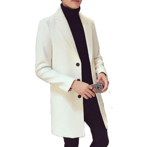 Male medium-long trench 2020 autumn and winter slim thin outerwear wool coat mens clothing