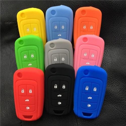 Silicone rubber car key case cover shell set for Chevrolet Camaro Cruze Trax Lova Malibu 4 button remote key