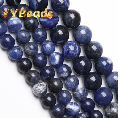 Natural Old Blue Sodalite Stone Beads Round Loose Charm Spacer Beads For Jewelry Making Women Bracelets Ear Studs 4 6 8 10 12mm