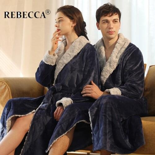 New Design Fat Guy Winter Robes Men Women Coral Fleece Thickened Extended Long Bathrobe Couples Flannel Warm Dressing Gown