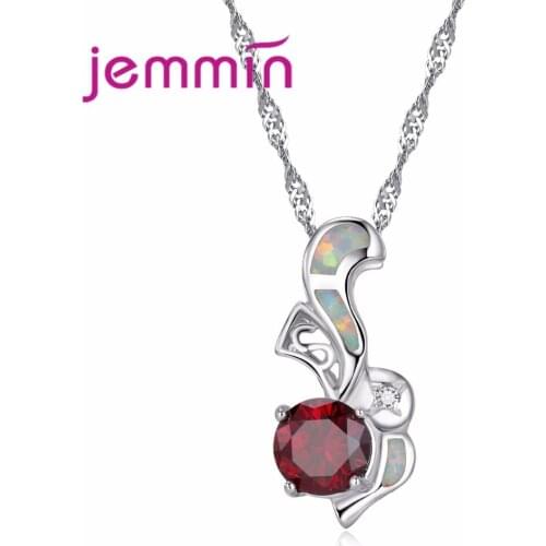 Four Prong Setting Opal Necklace With Big Red Crystal New Arrival Women And Girl Favorited Exquisite Fine Jewelry