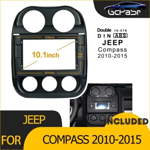 2/1DIN Car Radio Player CD DVD Frame Audio Fitting Adaptor Dash Trim Facia Panel 10.1inch For JEEP COMPASS 2010-2015 Double Din