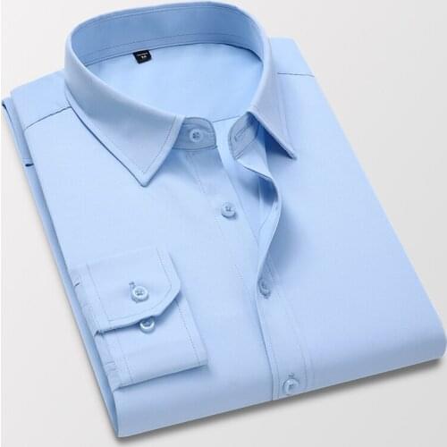 BROWON Brand New Men Shirts Spring Long Sleeve Turn-Down Collar Solid Color Shirt for Men Business Work Dress Shirts Clothing