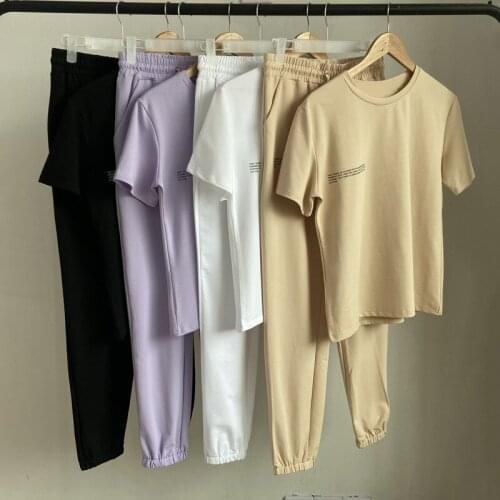 Spring Summer 2021 Fashion Womens High quality sweat suits Women comfort T-shirts+casual pants 2piece set leisure suit A786