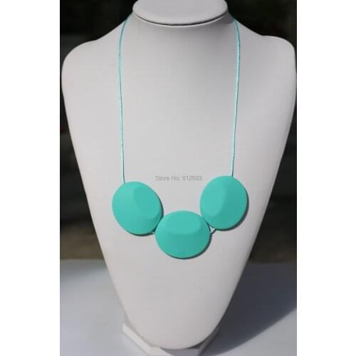 Silicone Teething Necklace Wholesale Baby Teething Silicone Necklaces Food Grade Silicone Large flat ellipse Beads