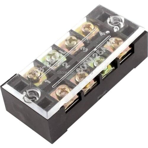 TB-2504 600V 25A Double Row 4 Terminal Barrier Blocks Connector Copper parts
