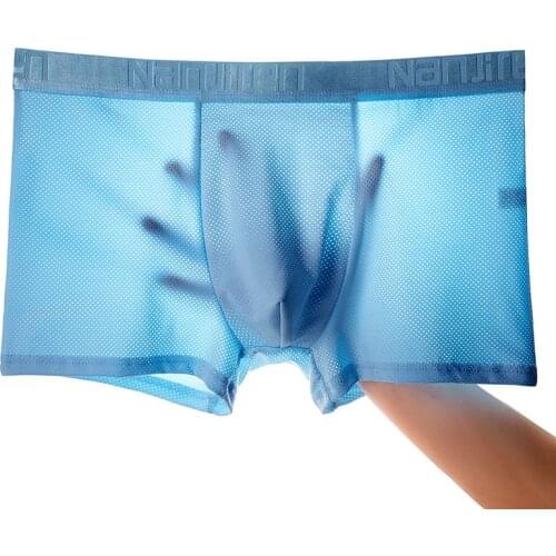 4pcs/Lot Underwear Man Ice Network Mesh MenS Boxer Breathable Sexy Youth Boxer Bamboo Ventilate Shorts Mesh Thin Summer Shorts