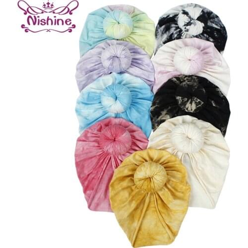 Bohemian Style Tie-dyed Donut Infant Hat Soft Skin-friendly Cotton Baby Cap DIY Clothing Decoration Kids Accessories Photo Props