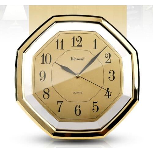 Vintage Simple Wall Clock Luxury Silent Digital Metal Antique Wall Clock Mute Quartz Living Room Reloj Pared Home Decor WF50WC