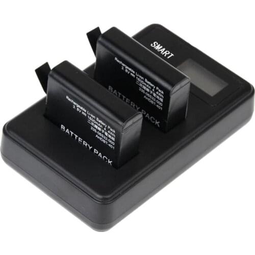 AHDBT-401 LCD Dual Port USB Battery Charger for GoPro Hero 4 Action Camera LED Screen Displays Power Protable Battery Charger
