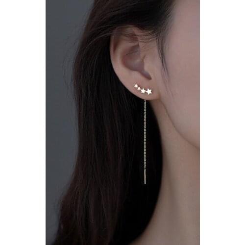 VENTFILLE 925 Sterling Silver Star Long Tassel Earrings for Women Wedding Party Jewelry New