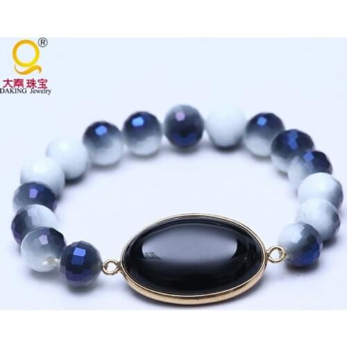 New unique galaxy bracelets black to white gradient crystal bracelet stretch beaded jewellery bijoux for women