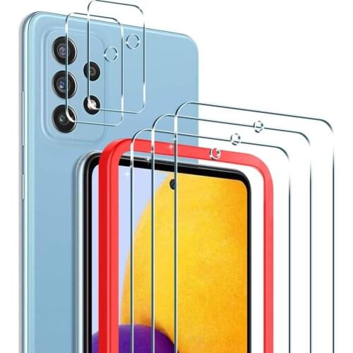 [2 Pack] Lens Protector+[3Pack] Screen Protector Tempered Glass For Samsung Galaxy A72 5G/4G A52 A51 A71 A32 A12 A42 A02S S20 FE