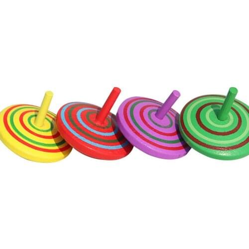 4Pcs Wooden Classic Colorful Spinning Tops Developmental Kids Stress Relieve Toy