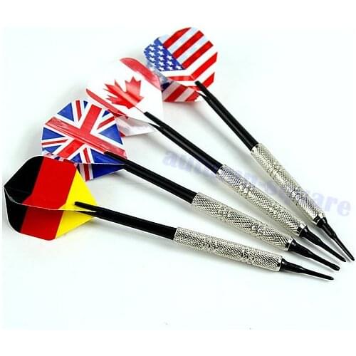 4Pcs Dart Brass Soft Tip Bar Darts With Nice National Flags Flights Throwing Toy