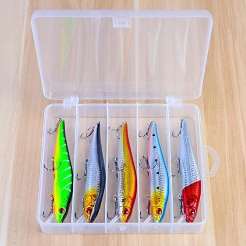 5Pcs Set Swimbait Crankbait Minnow Fish Lures With 3 Hooks Sea Fishing Tackle