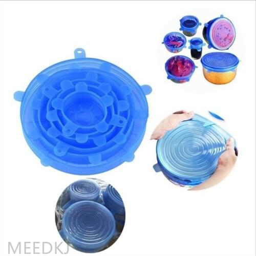 6pcs multifunctional silicone fresh-keeping lid can be stretched and sealed fresh-keeping lid household silicone bowl lid