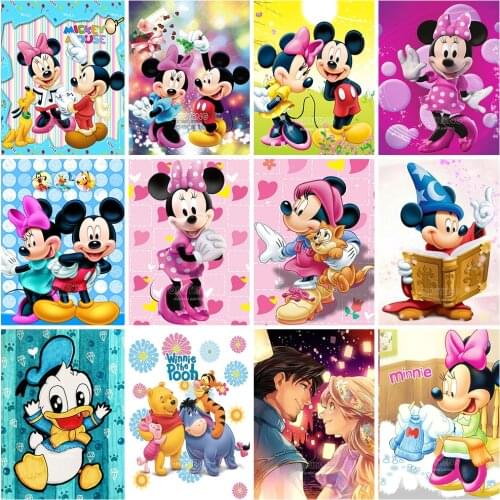 Disney 5D DIY Diamond Painting Cartoon Character Mickey Minnie Cross Stitch Set Inlaid Diamond Brand Decorative Painting