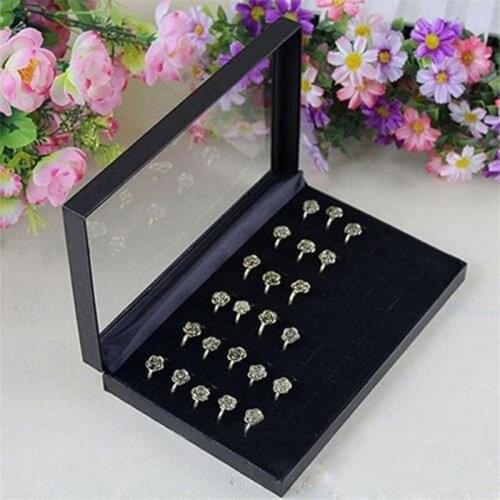Velvet Jewelry Ring Display Organizer Case Tray Holder Earring Storage Box