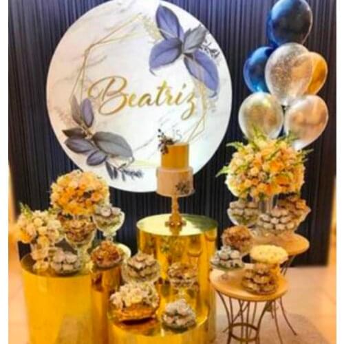 White marble flower round plinth backdrop photography props photo booth banner birthday party decor supply baby shower posterY08