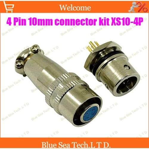 Free Shipping 10 sets=20pcs 4 Pin 10mm Male & Female mic circular connector kit XS10-4P Socket+Plug,Aviation plug interface