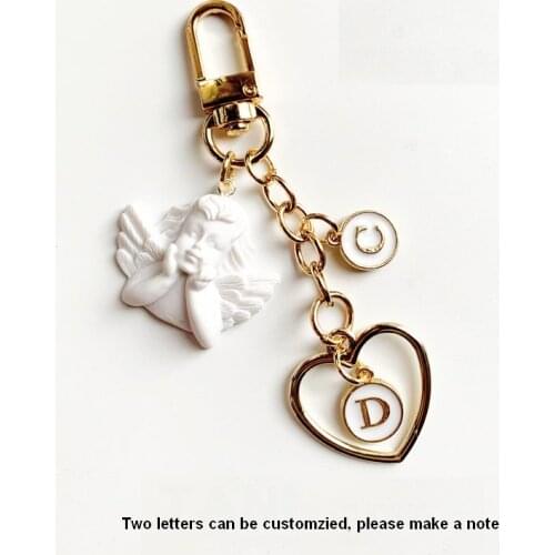 2020 Italy Vintage Baroque Angel Customize Letter Alphabet Character Heart Key Chains Bag Pendent Charm AirPods Accessories D638
