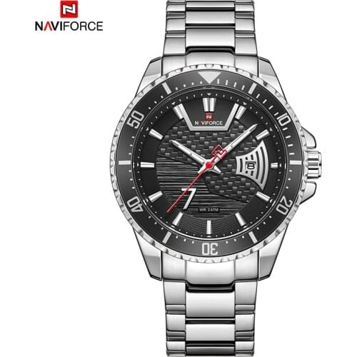 NAVIFORCE Top Brand Men’s Watches Casual Fashion Clock Waterproof Stainless Steel Luminous Date Display Quartz Analog Watch Male