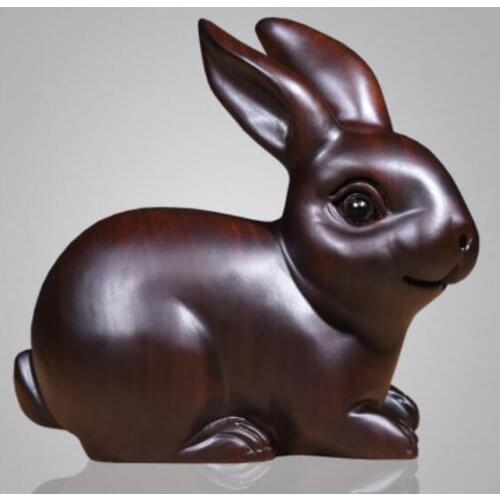 Ebony solid wood carving rabbit pendulum Rosewood animal creative office room hanging business office