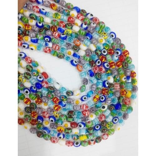 Color Rice-shaped 8*12mm Colored Glaze Beads Thousand-flower Colored Glaze Loose Beads DIY Bracelet Necklace Jewelry Accessories