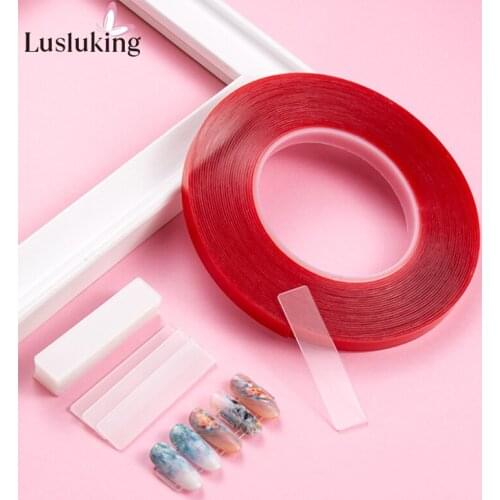 Double Sided Nail Art Adhesive Tape For False Tips Simple Display Show Stand Holder Rectangle Clean Protective Film 10m/roll