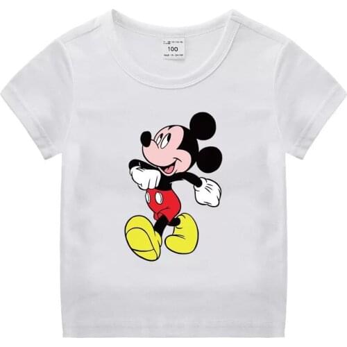 Disney Minnie Mickey Mouse T-shirt Summer Kids Boys T Shirt Baby Girls Tees Tops Cartoon Short Sleeve Print Childrens Clothes