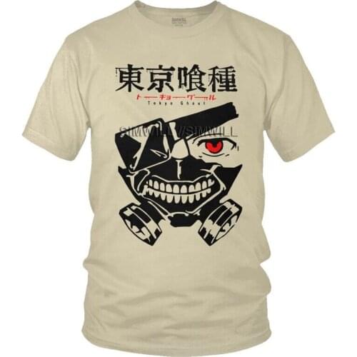 Tokyo Ghoul Ken Kaneki T Shirt Mens 100% Cotton Printing T-shirts Fashion Tshirt Short Sleeve Anime Manga Tees Tops