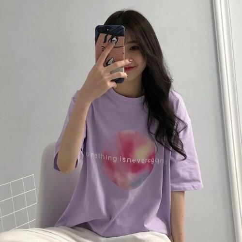 T-shirts Women Short Sleeve Korean Style Loose O-Neck Leisure All-match Womens Clothing Summer Simple High Quality T-Shirt Tops