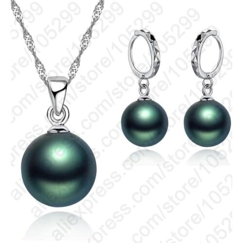 Pretty Noble 925 Sterling Silver High Quality Pearl Set Pearl Circular Pendant Necklace&Earring Set For Lady Jewelry Accessories
